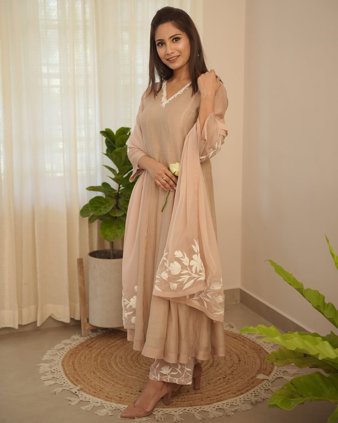 Brown Embroidered Suit Set