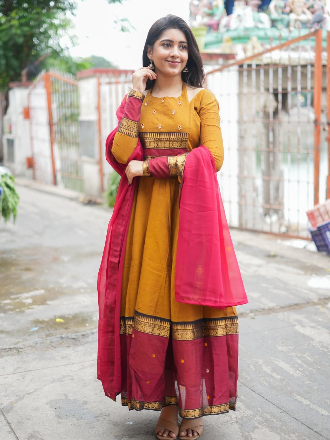 Mahira Serias Kanchi Cotton Anarkali with Dupatta