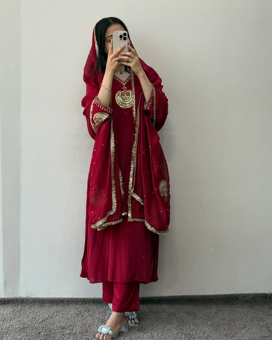 Maroon semi party wear suit