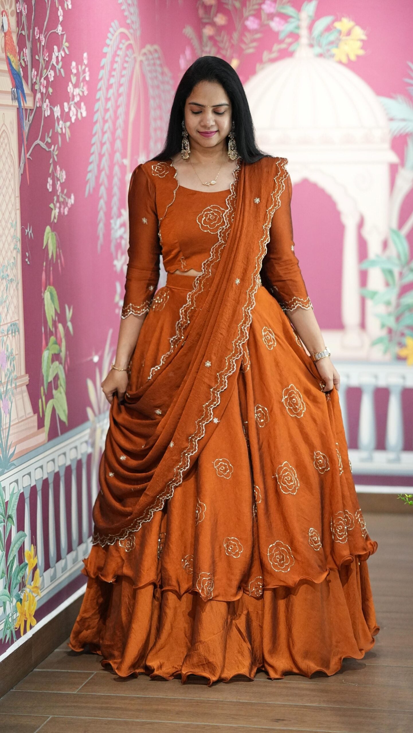 Sitara – Lehenga With Peplum – Orange