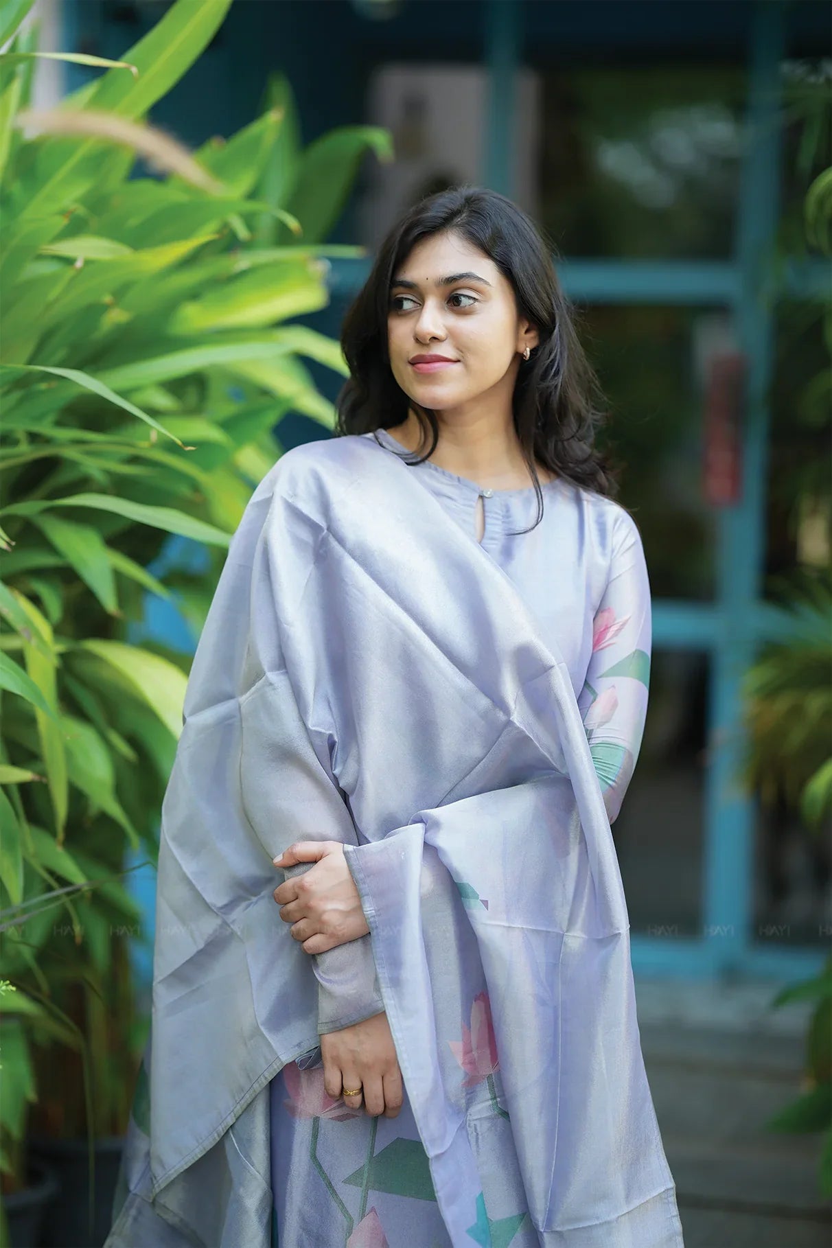 Lavender Lotus Alchemy printed 2 Piece Tissue Blend Kurta with Dupatta