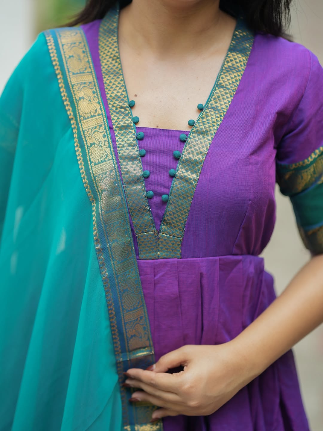 Mahira Kanchi Cotton Anarkali with Dupatta