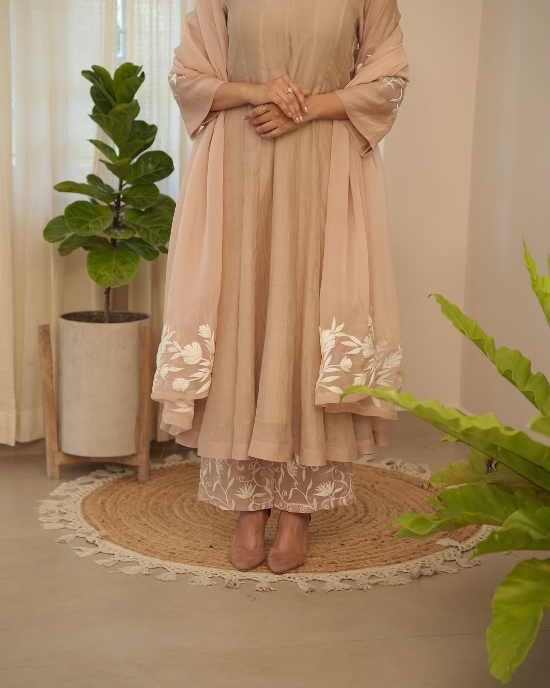 Brown Embroidered Suit Set