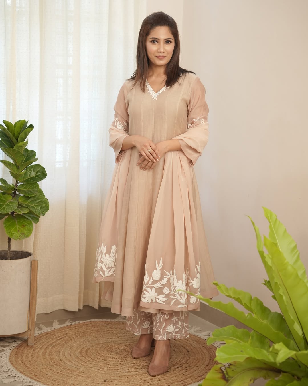 Brown Embroidered Suit Set