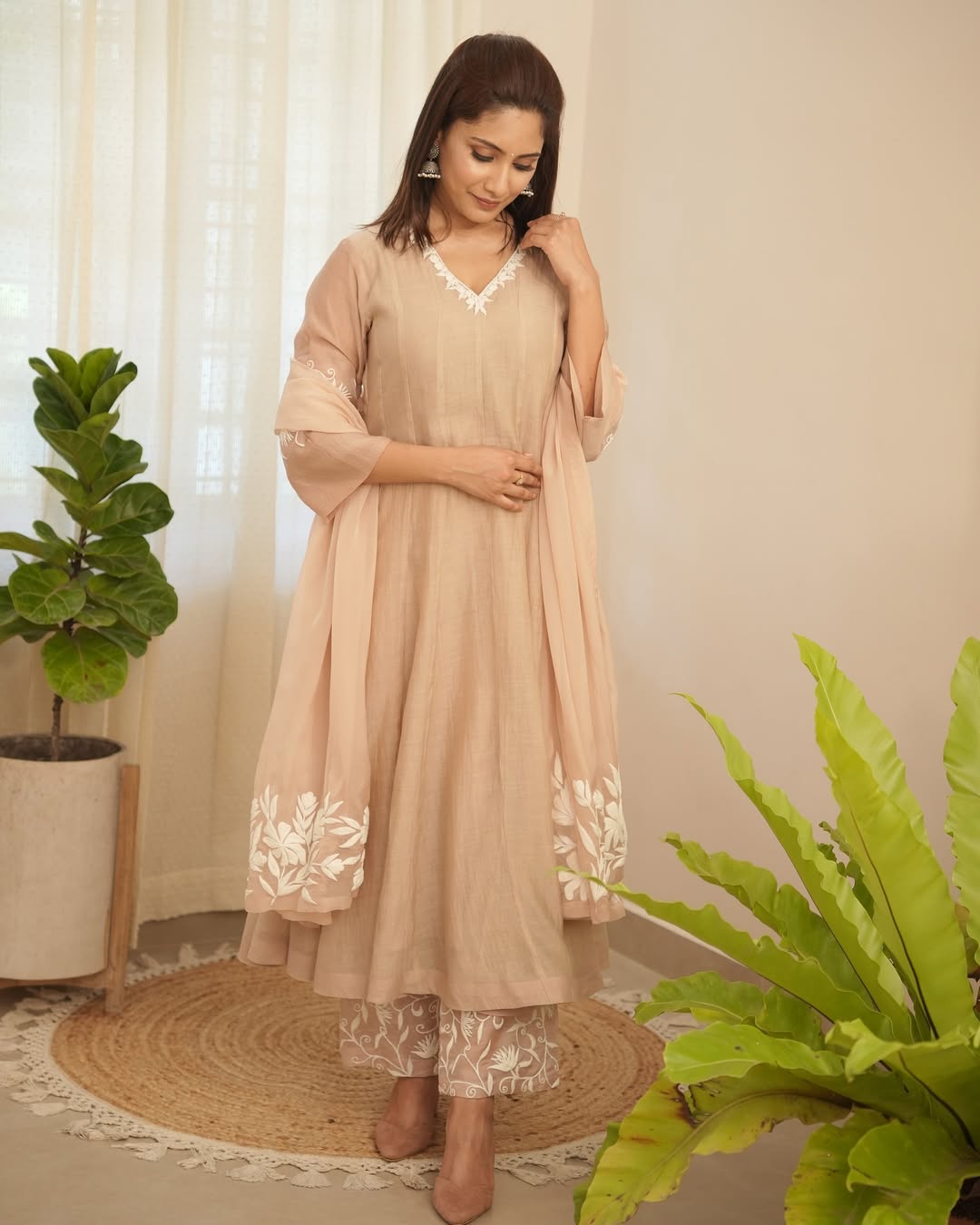 Brown Embroidered Suit Set